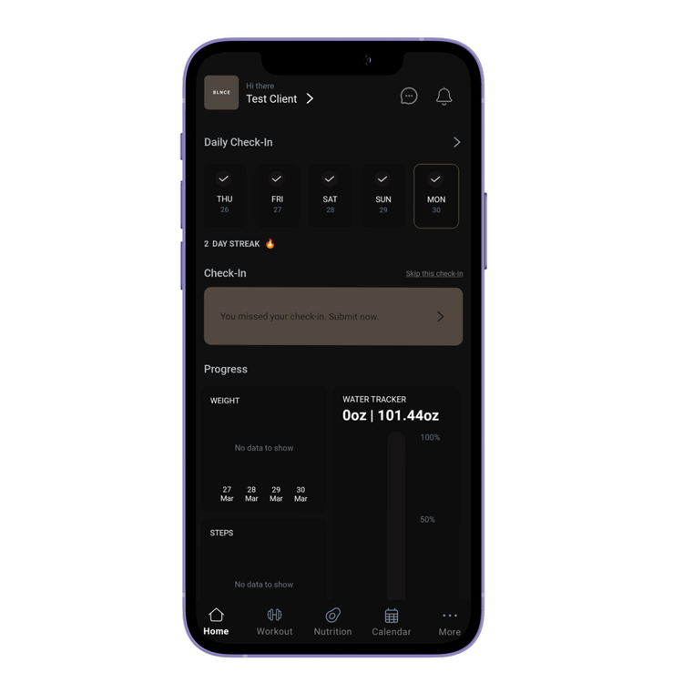 BLNCE App Screen 1