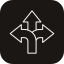 A symbol of four arrows pointing outward from a central point.