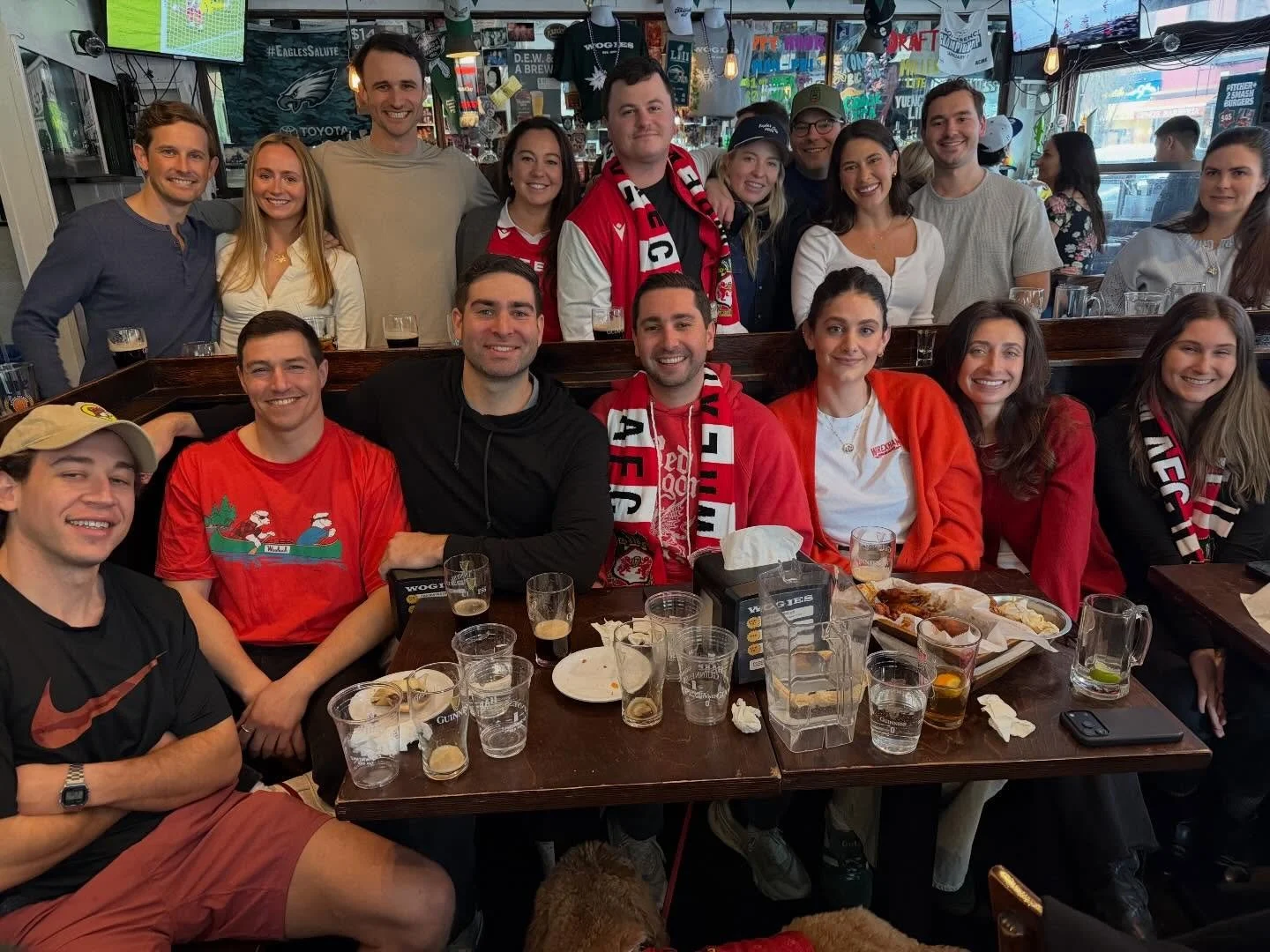 Wrexham AFC fans rolling deep at Wogies West Village this weekend! A tough loss to Chelsea but man what a run ⚽️🏟️🍻