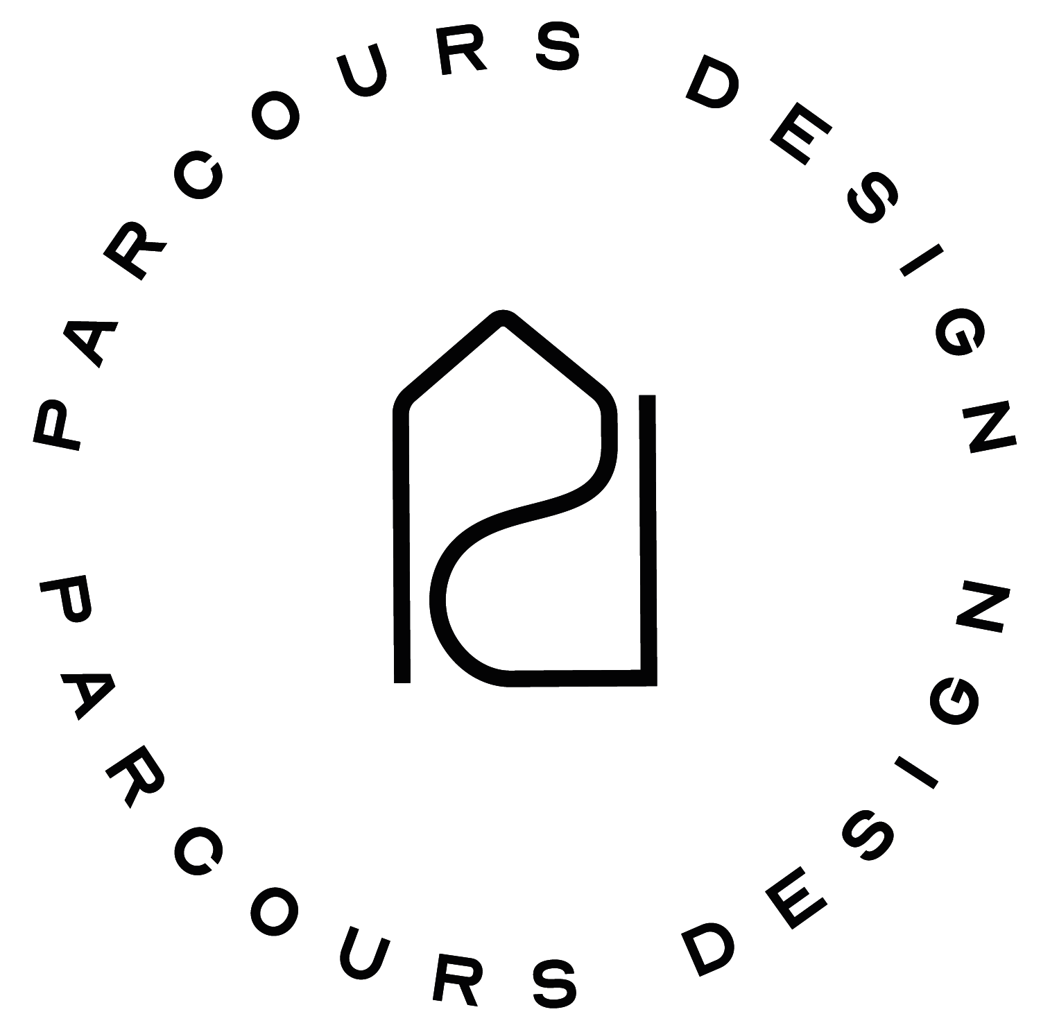 Logo de Parcours Design dans un cercle.