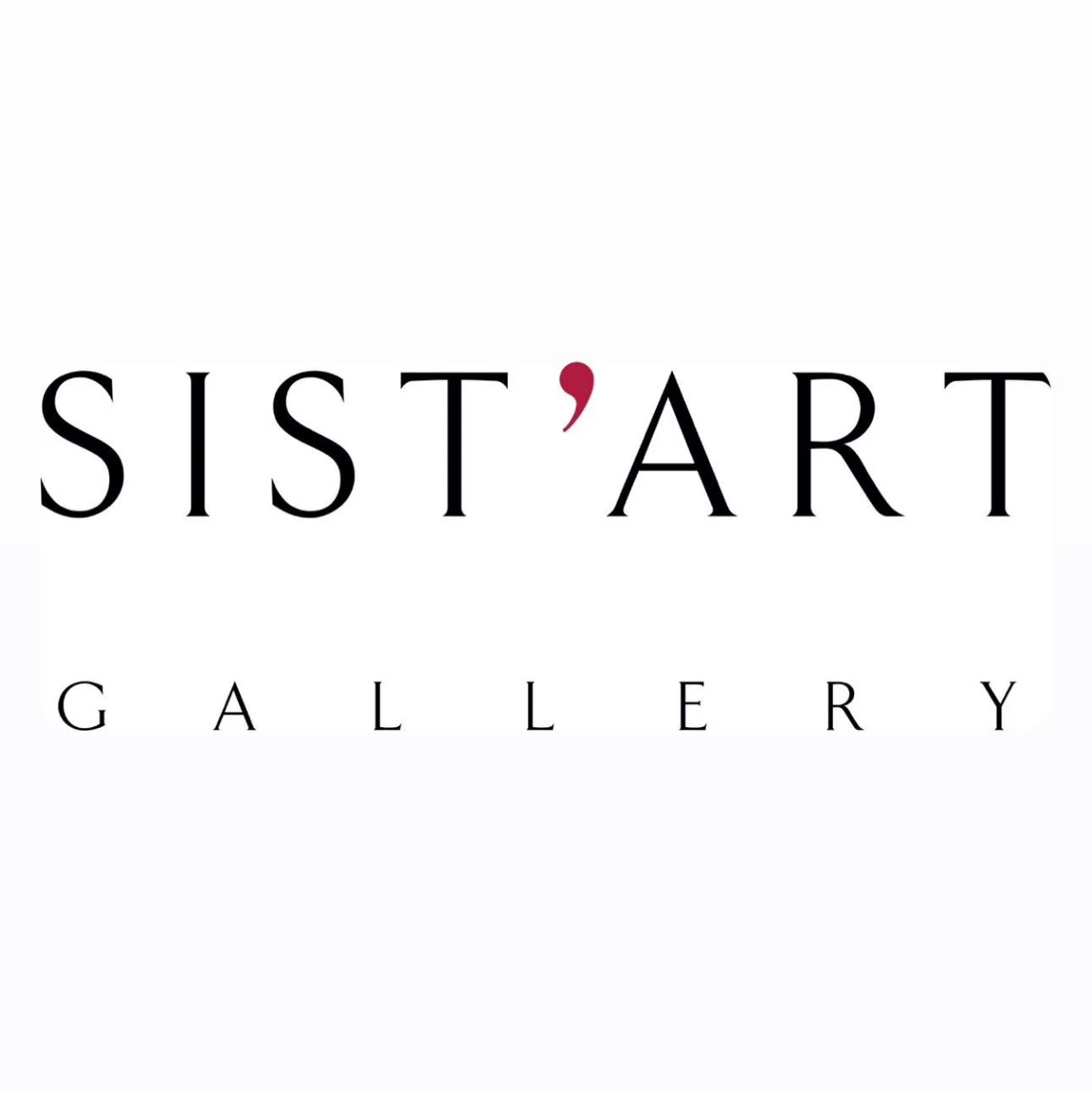 SIST'ART GALLERY logo with black text and a red apostrophe on a white background.