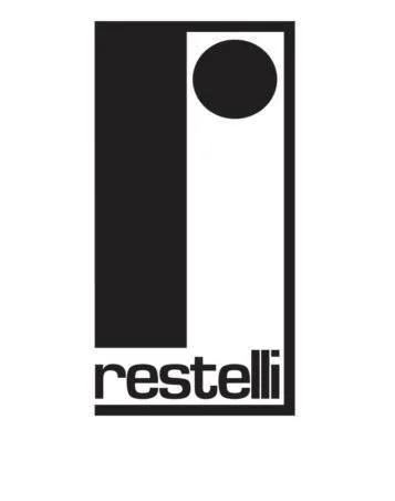 Restelli logo with a black circle and vertical black bar on a white background.