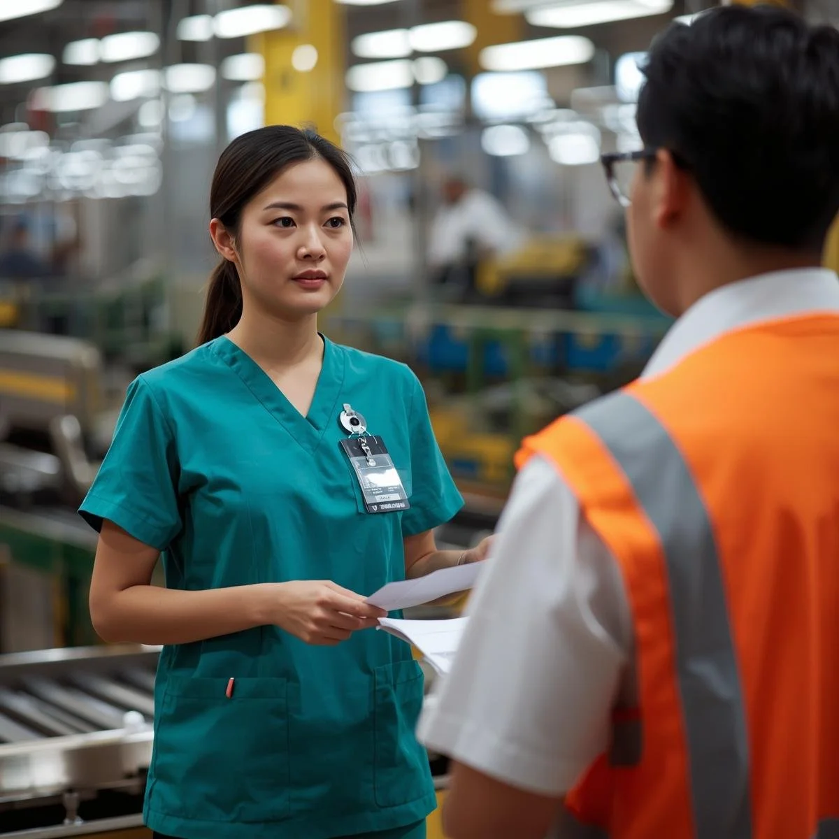 Mobile drug testing professional conducting on-site specimen collection