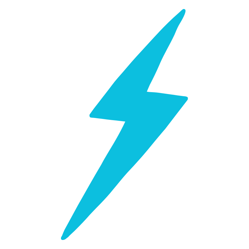 A large blue lightning bolt on a black background.