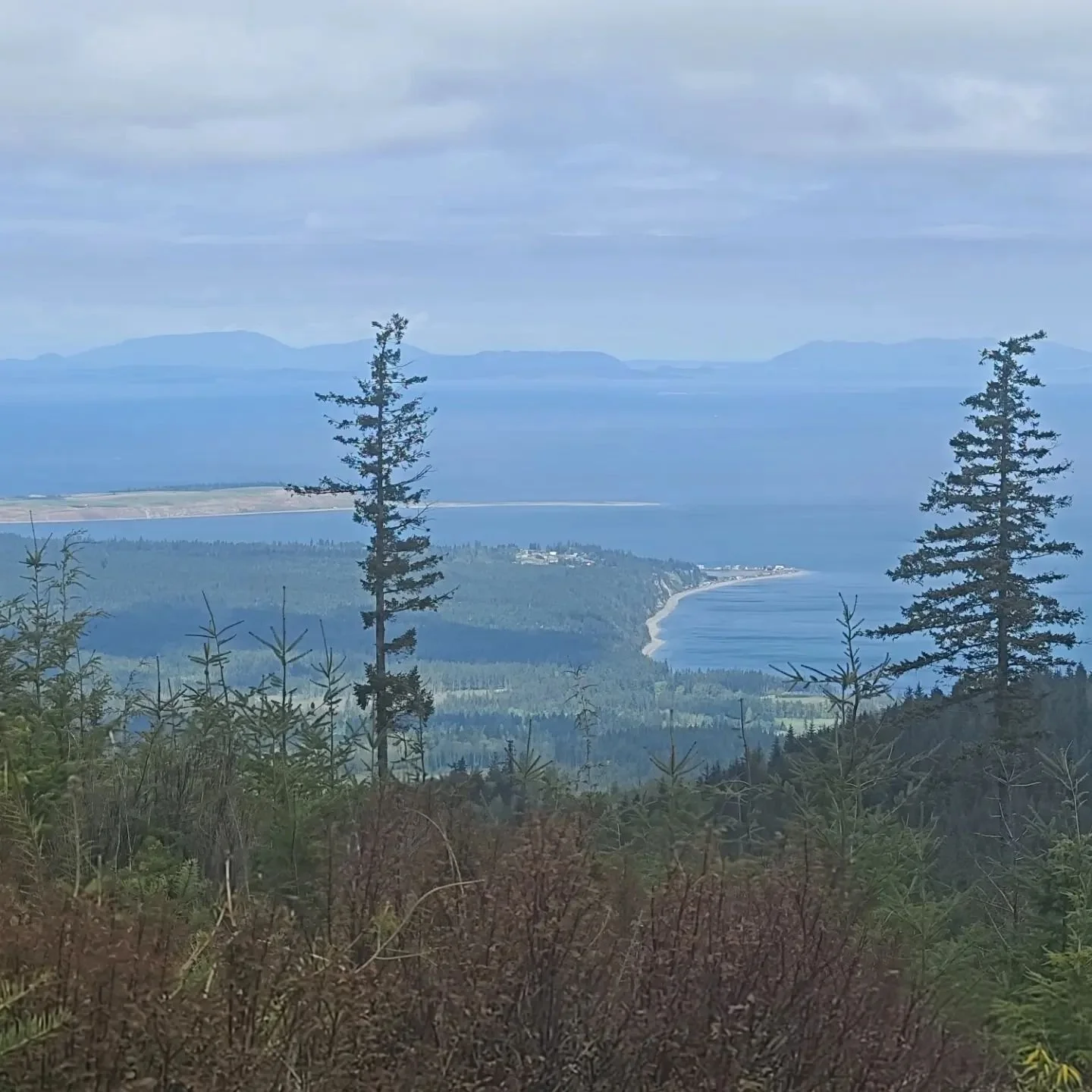 View of the Strait from atop one of the lower mountains