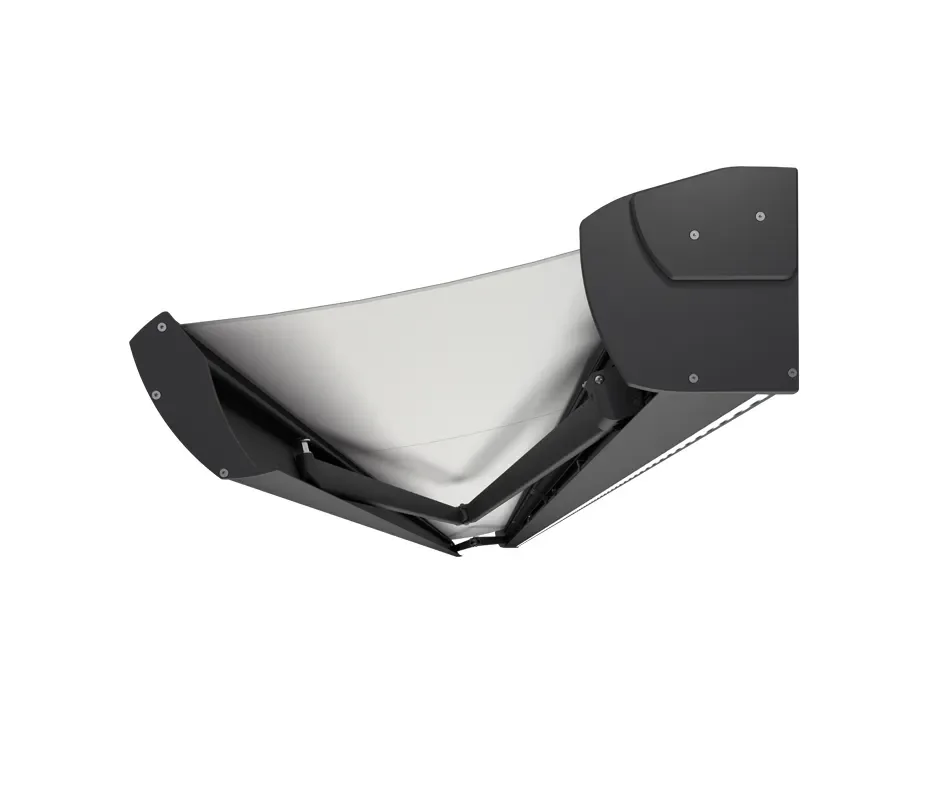 Black and silver folding rooftop cargo carrier shown against a white background