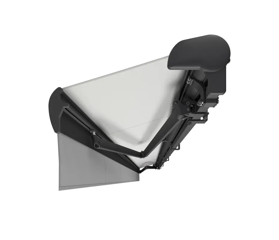 Close-up of a black and silver adjustable wheelchair seat lift mechanism on a white background