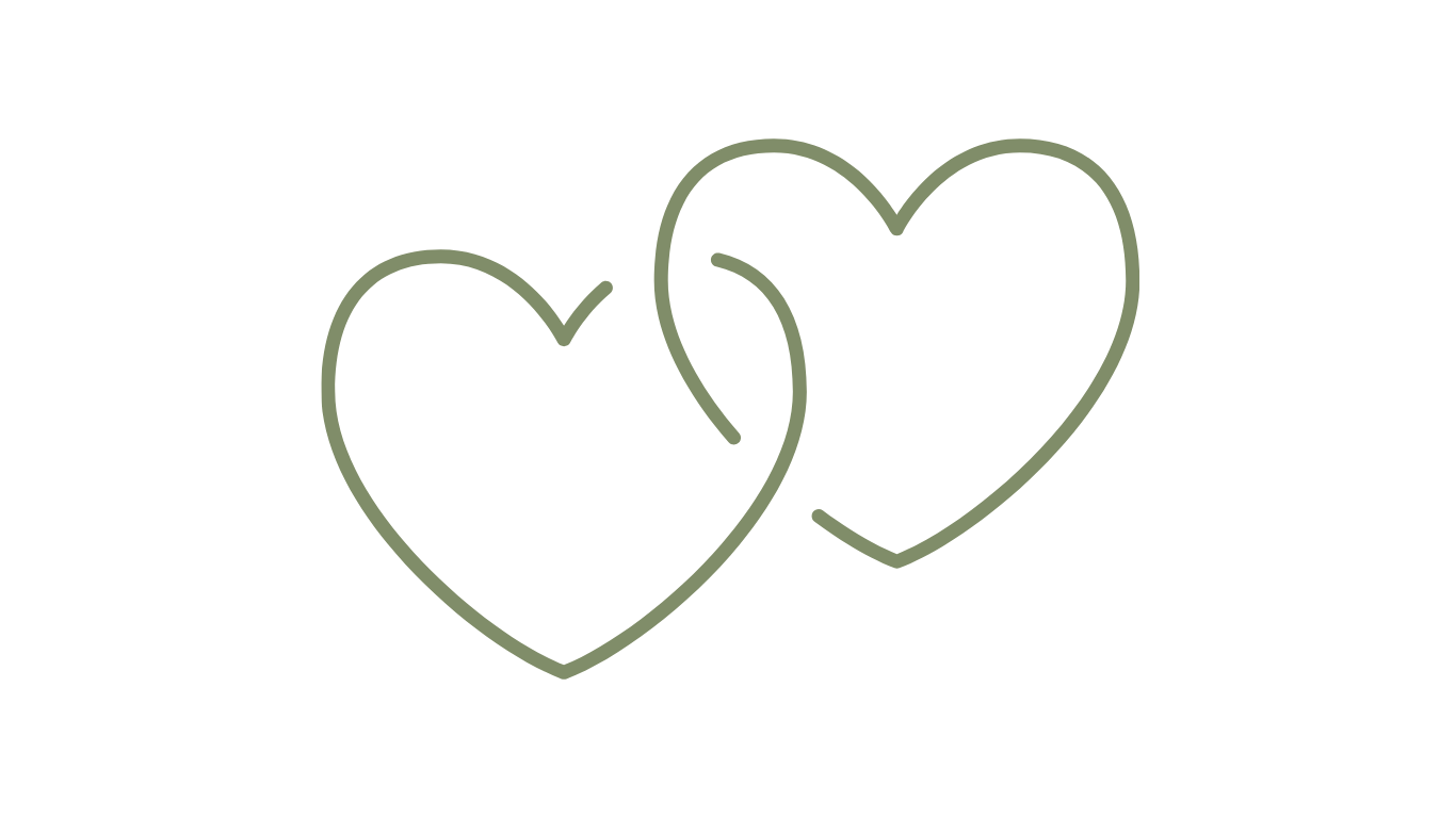 Two overlapping outline hearts in gray.
