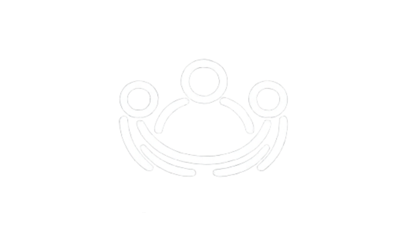 Illustration of three interconnected circles forming a network or team concept, with two smaller circles adjacent to the main circle.