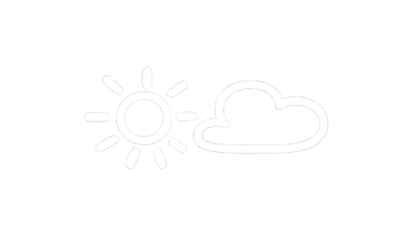 Illustration of a sun, cloud, and rain symbol, representing weather conditions.