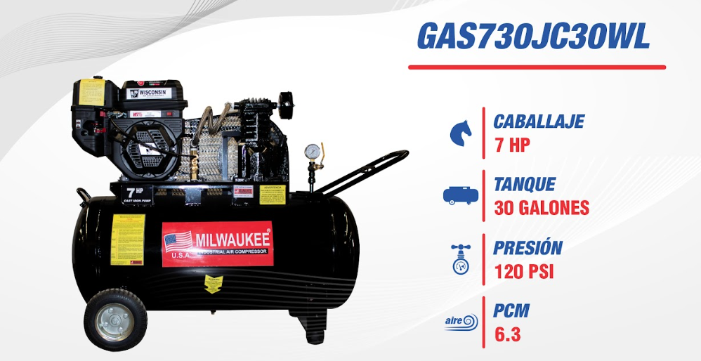 Compresor de Aire Milwaukee GAS730JC30WL