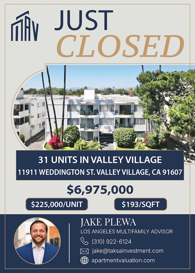 San Fernando valley village apartment building for sale
