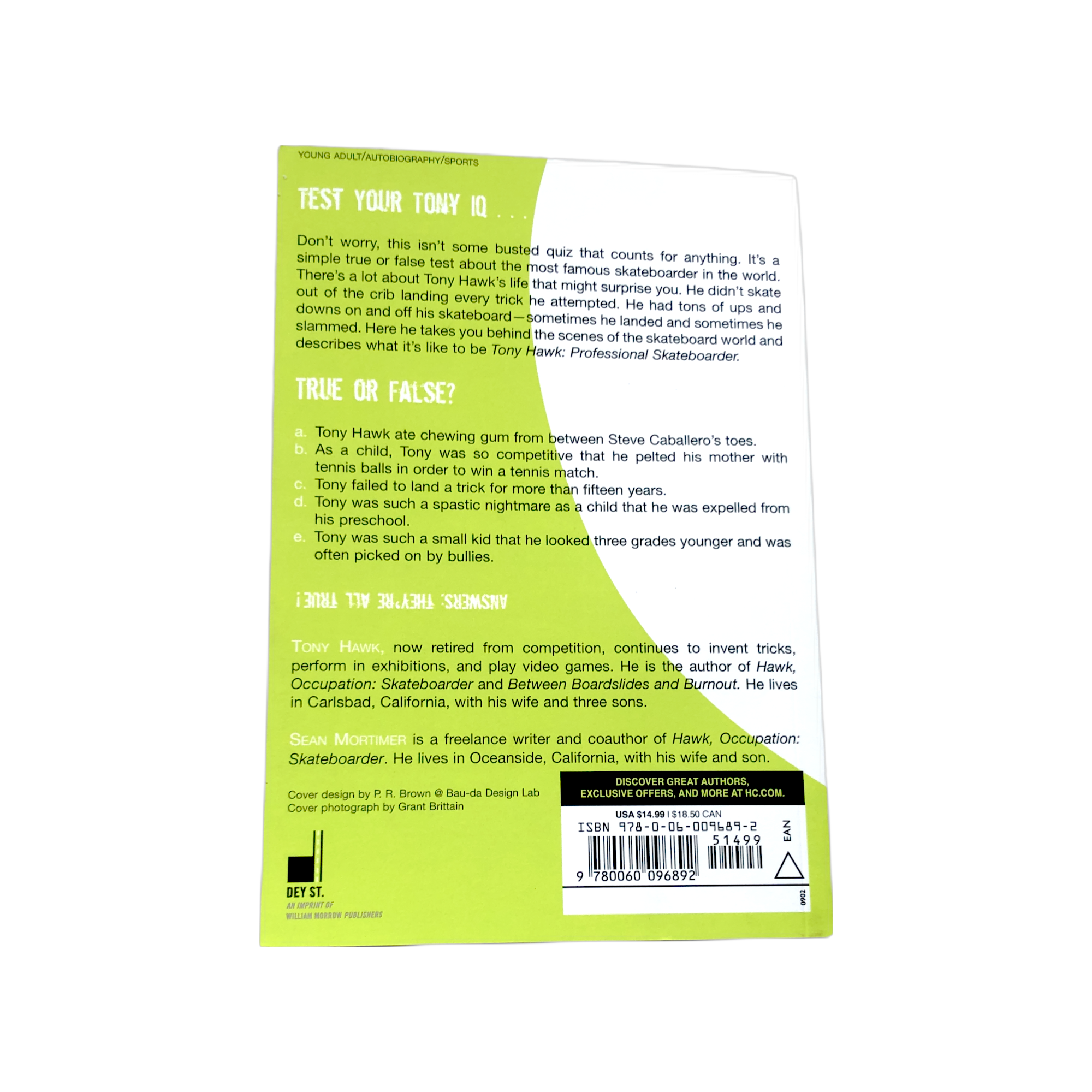 Tony Hawk - Pro Skateboarder Book - Back.PNG