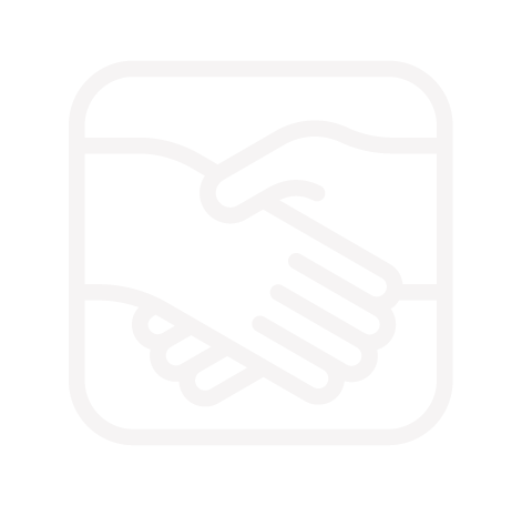 Line drawing icon of two hands shaking.