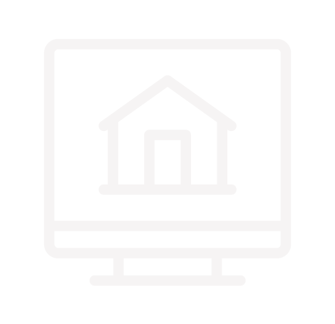 Icon of a house displayed on a computer monitor screen.