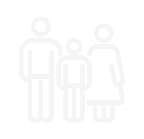 Icon of three human figures, two adults and one child, on a black background.