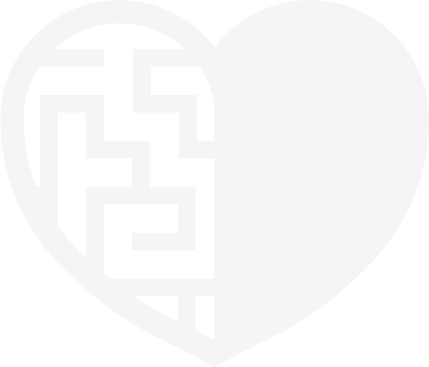 A heart-shaped graphic with a half showing the word "Peace" in a stylized font and the other half plain white.