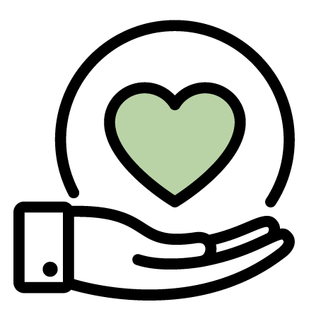 Black background with a green heart at the center.