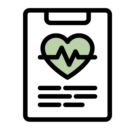 A green heart with a black heartbeat line across it on a black background.