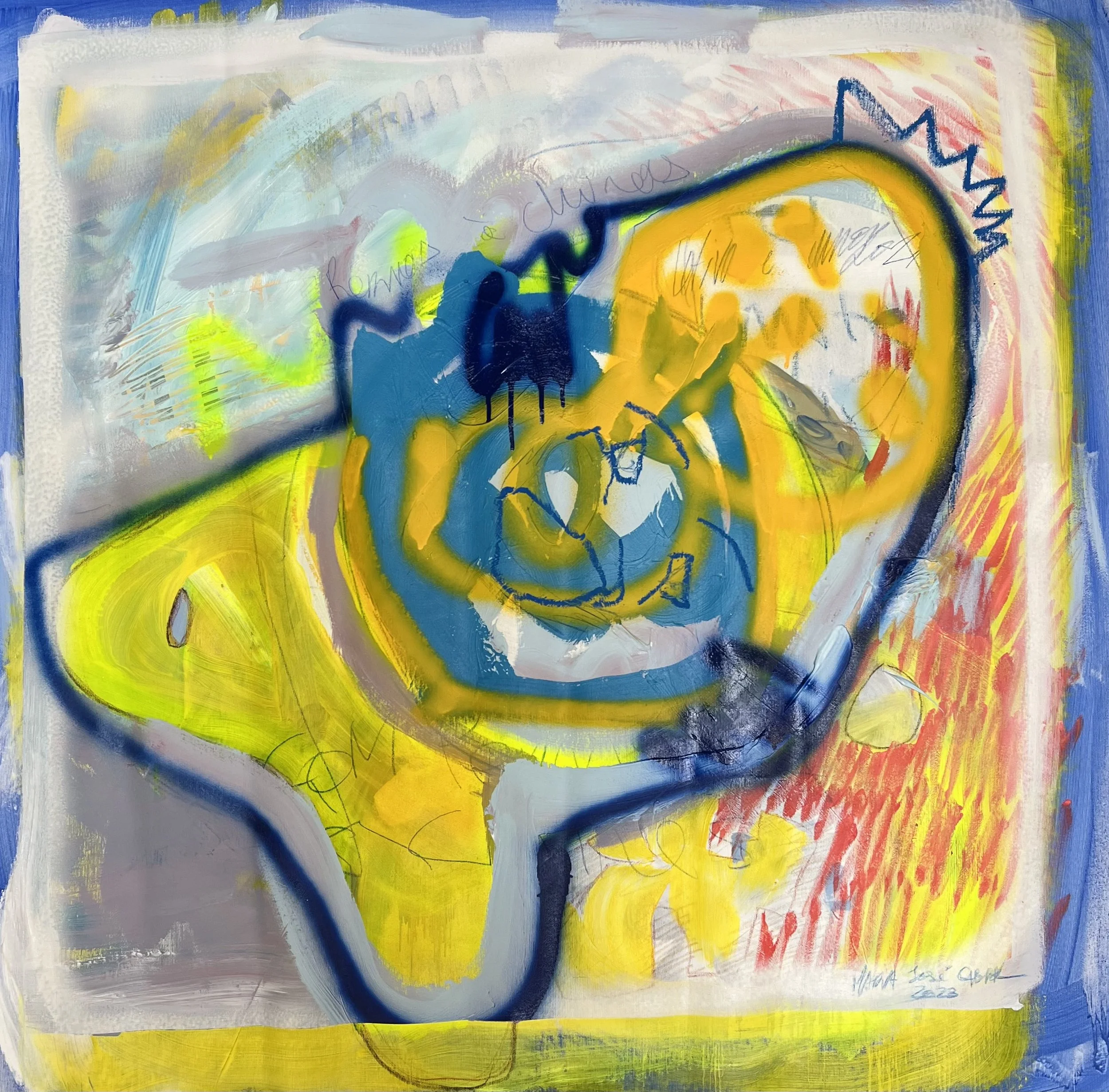 Mãe, 2023 | Acrílico, pastel de óleo e spray sobre tela | Acrylic, oil pastels and spray on canvas | 92x92cm | Not Available