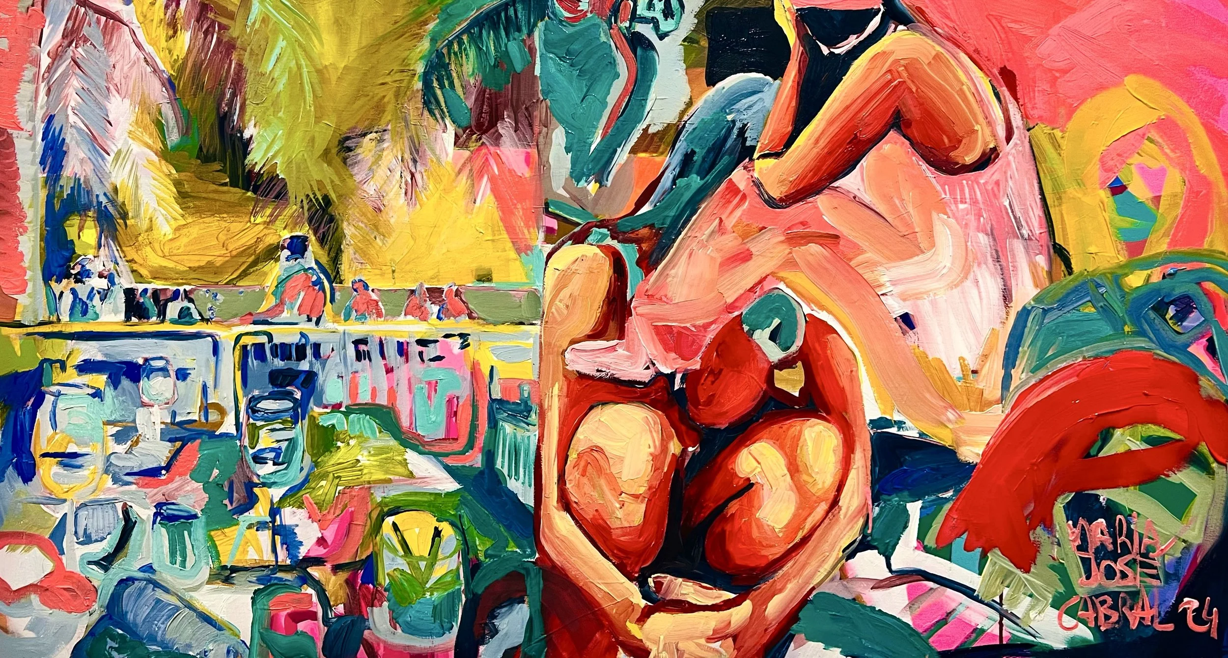 A feast for the soul, 2024 | Acrílico e pastel de óleo sobre tela | Acrylic and oil pastels on canvas | 100x120cm | Not available