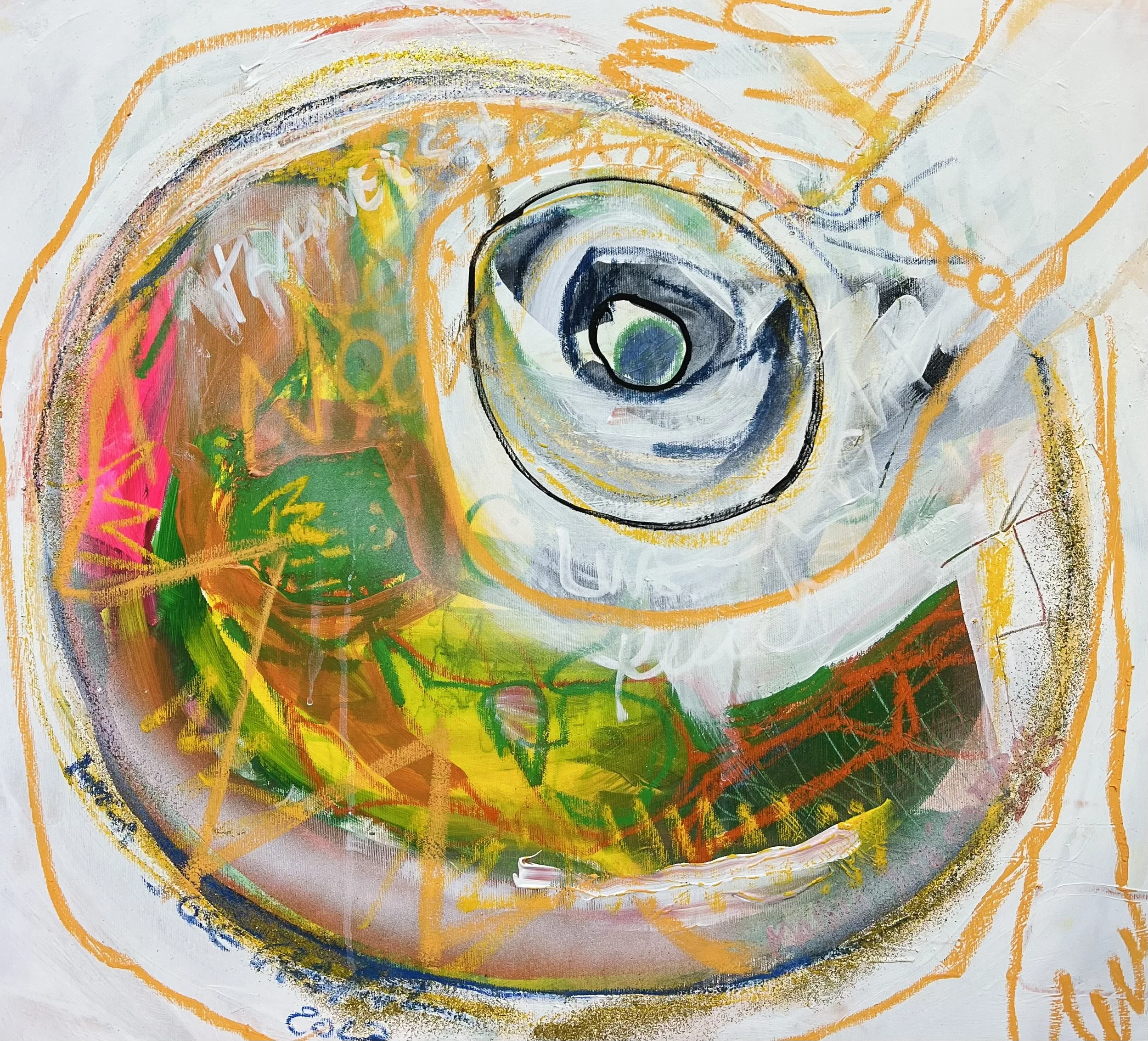 Mother's head, 2023 | Acrílico, pastel de óleo e spray sobre tela | Acrylic, oil pastels and spray on canvas | 69x63cm | Not Available