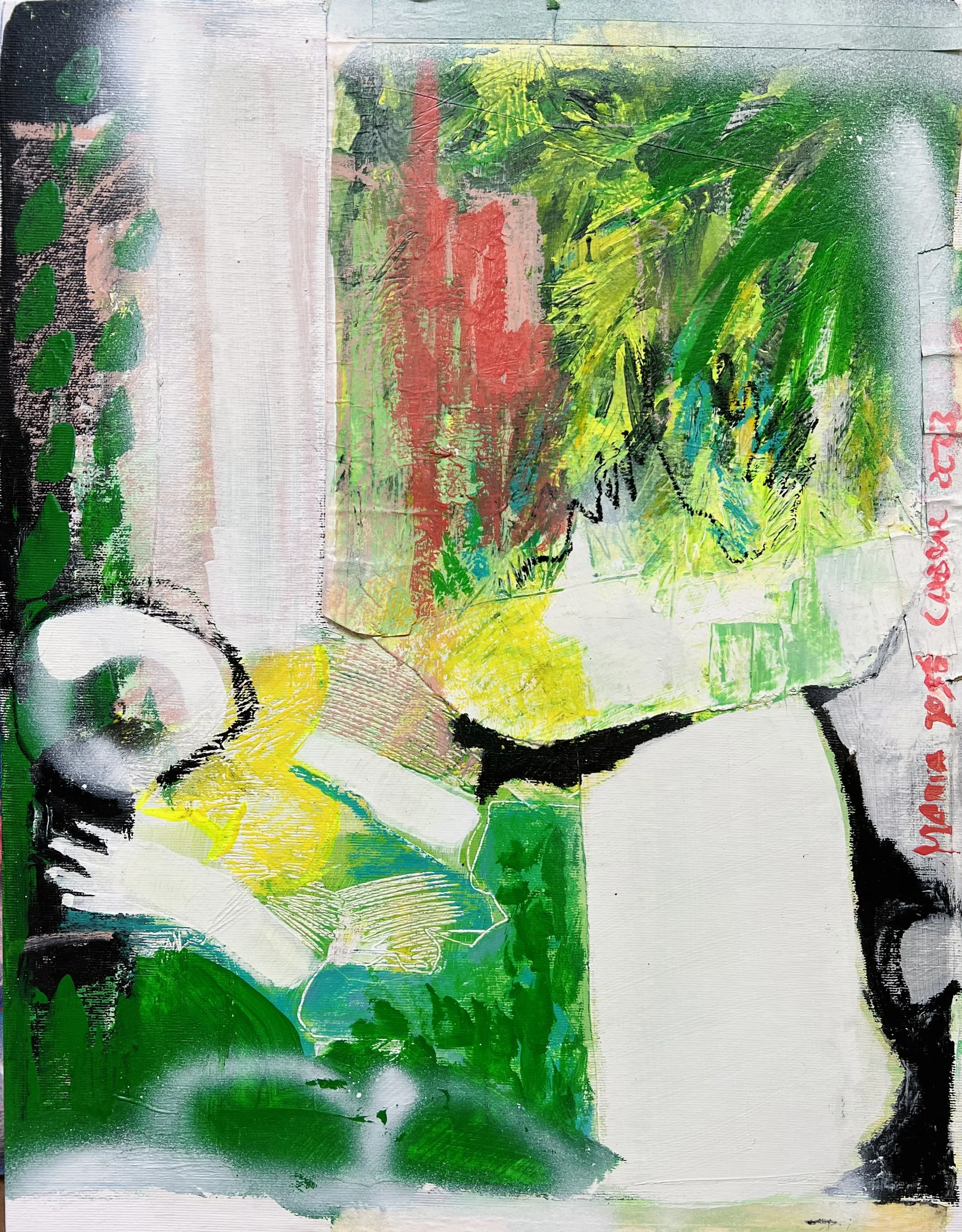 Procura, 2023 | Acrílico, pastel de óleo e spray sobre tela | Acrylic, oil pastels and spray on canvas | 50x38cm | Not Available