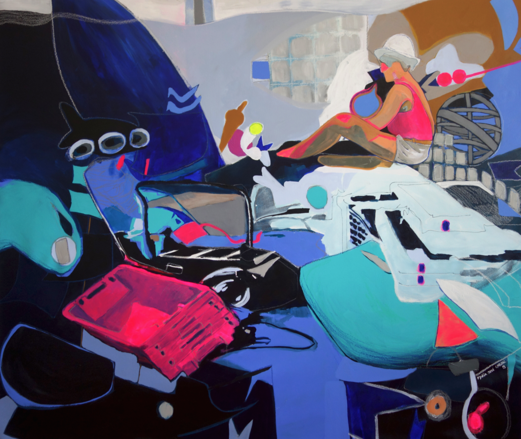 The universal sea and nostalgia, 2019 | 

Acrílico e pastel de óleo sobre tela | Acrylic and oil pastels on canvas | 

168x141cm | 

Not Available