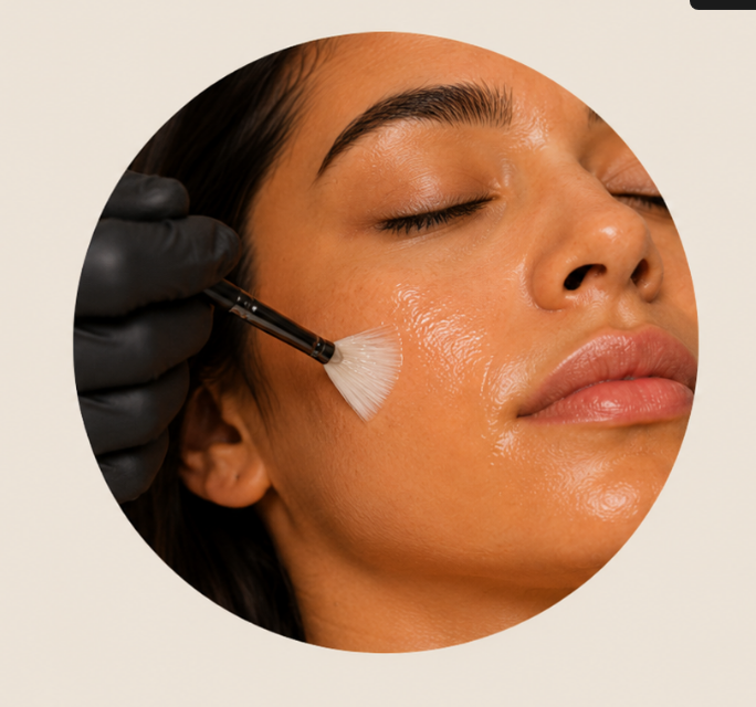 Close-up of a woman receiving a chemical peel treatment