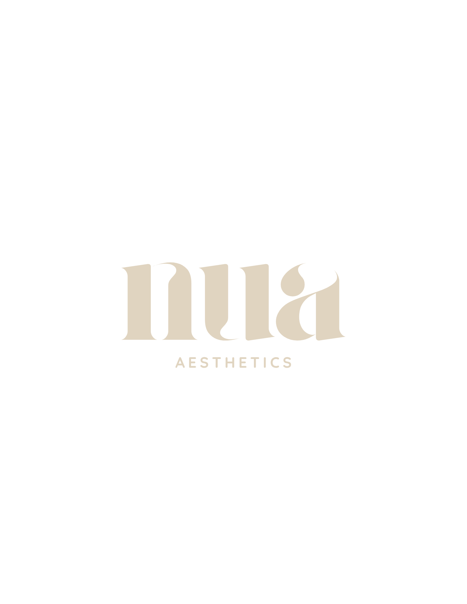 Nua Aesthetics logo on a dark brown background