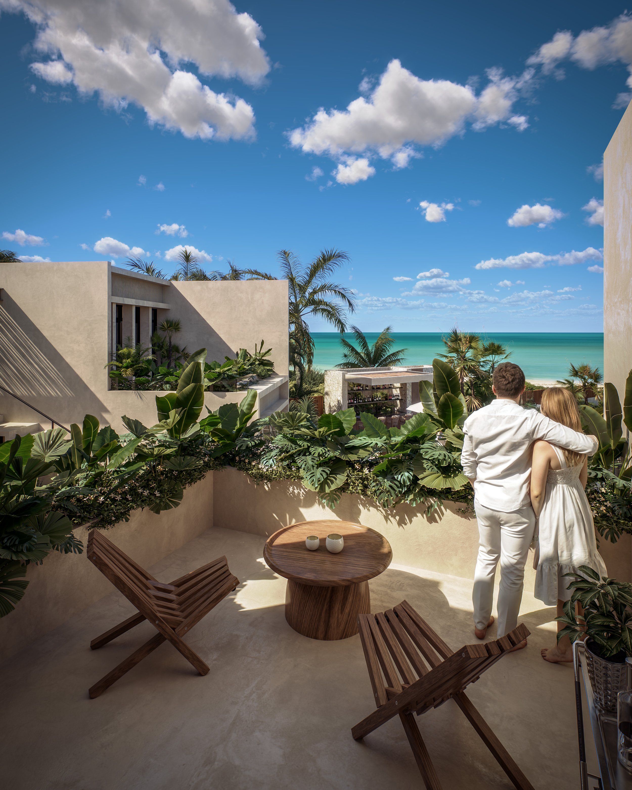 Terraza privada con vista al mar