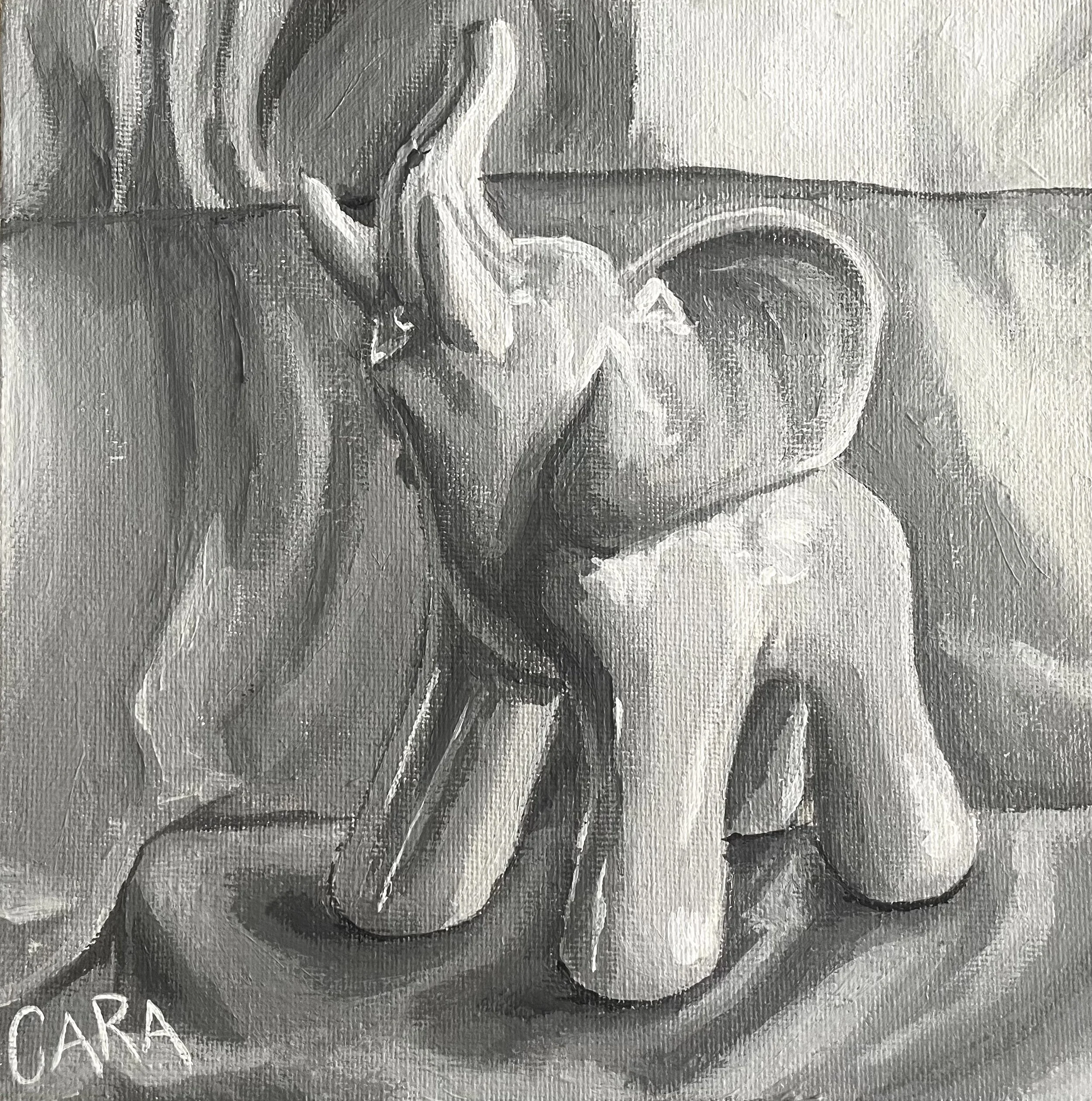 Ceramic Elephant on a Pillow Sheet | 2023 | 8 x 8 inches | Acrylic paint on canvas