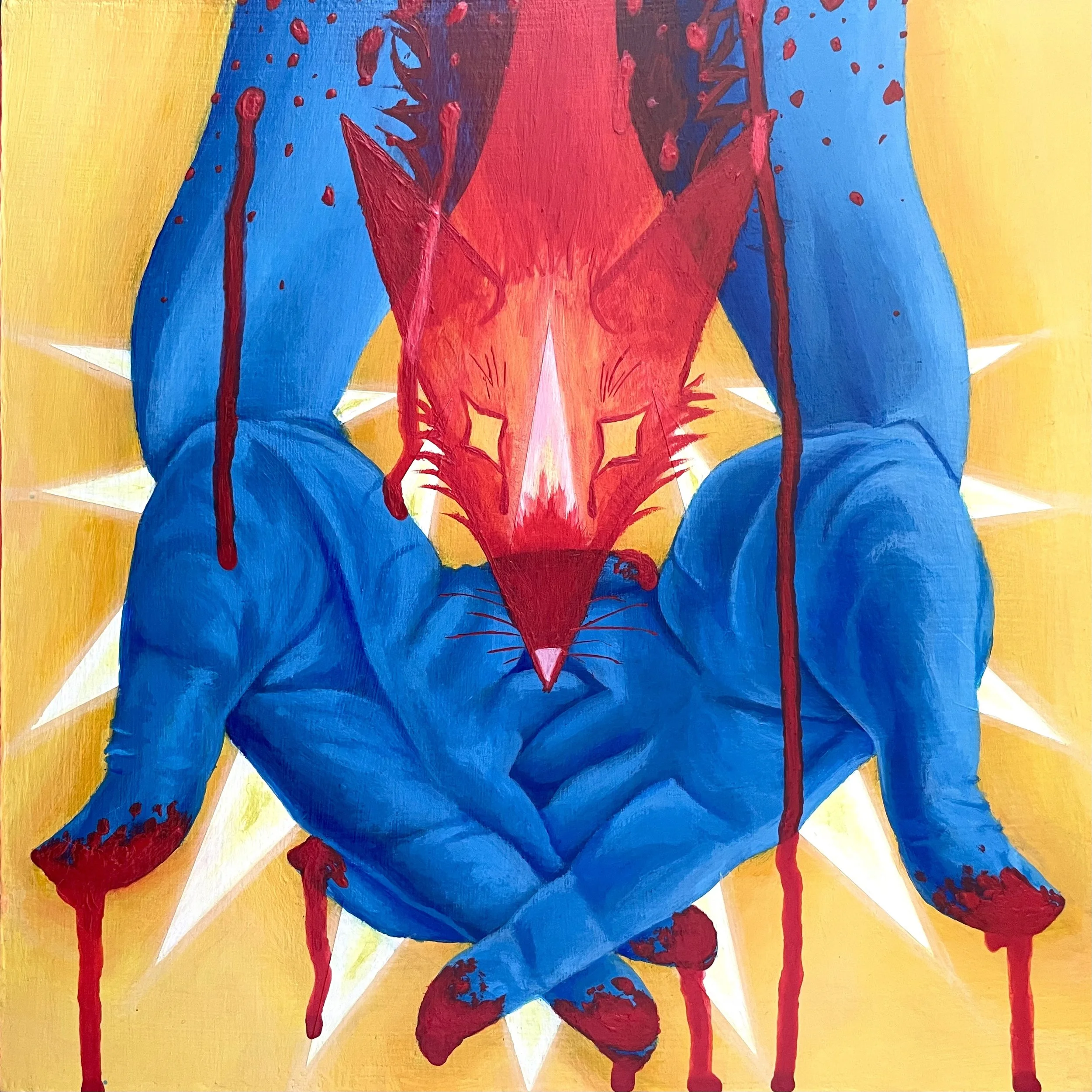 Bloody Fingertips | 2024 | 8 x 8 inches | Acrylic on canvas 
