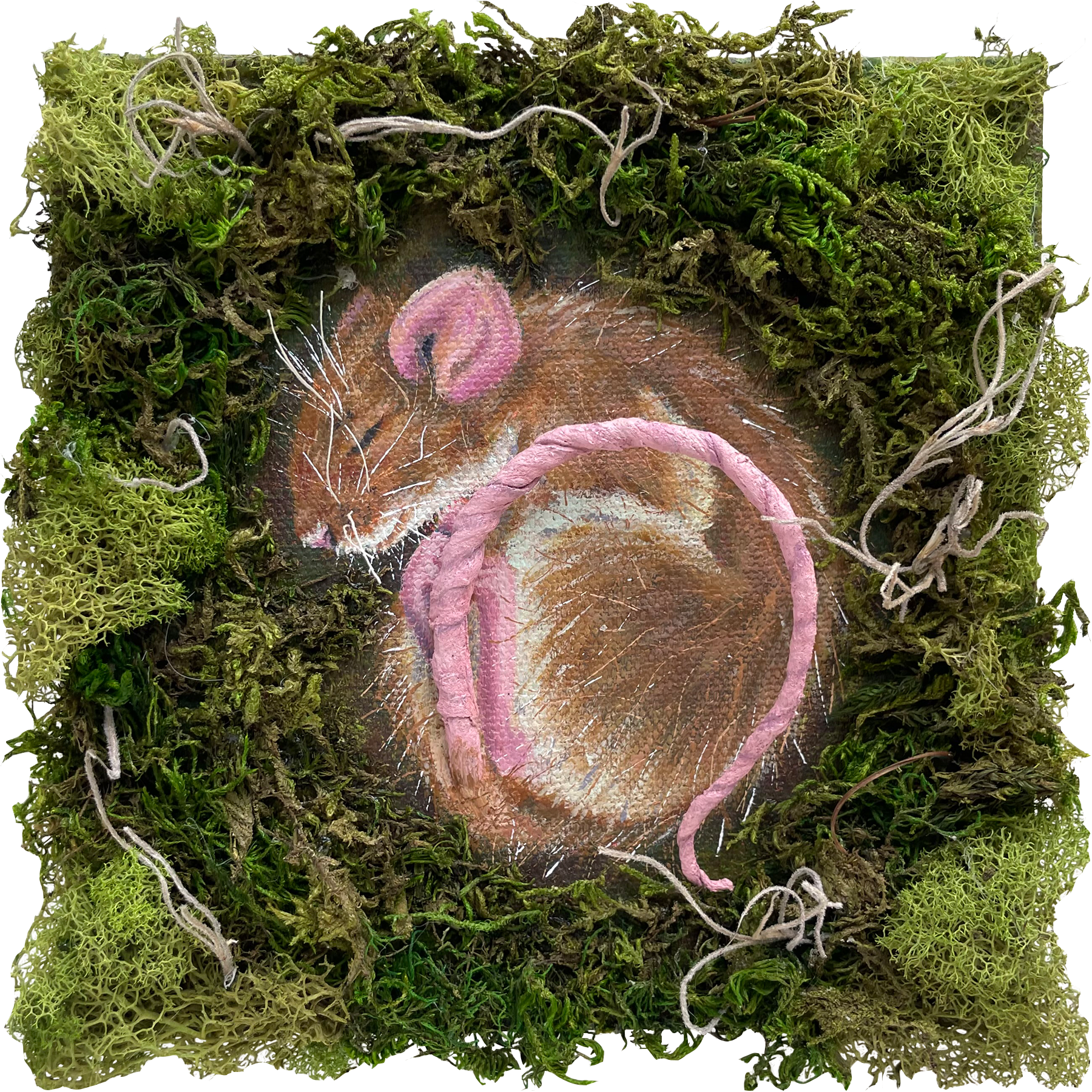 Huddled Beginning | 2024 | 6 x 6 inches | Acrylic paint and mixed media on canvas