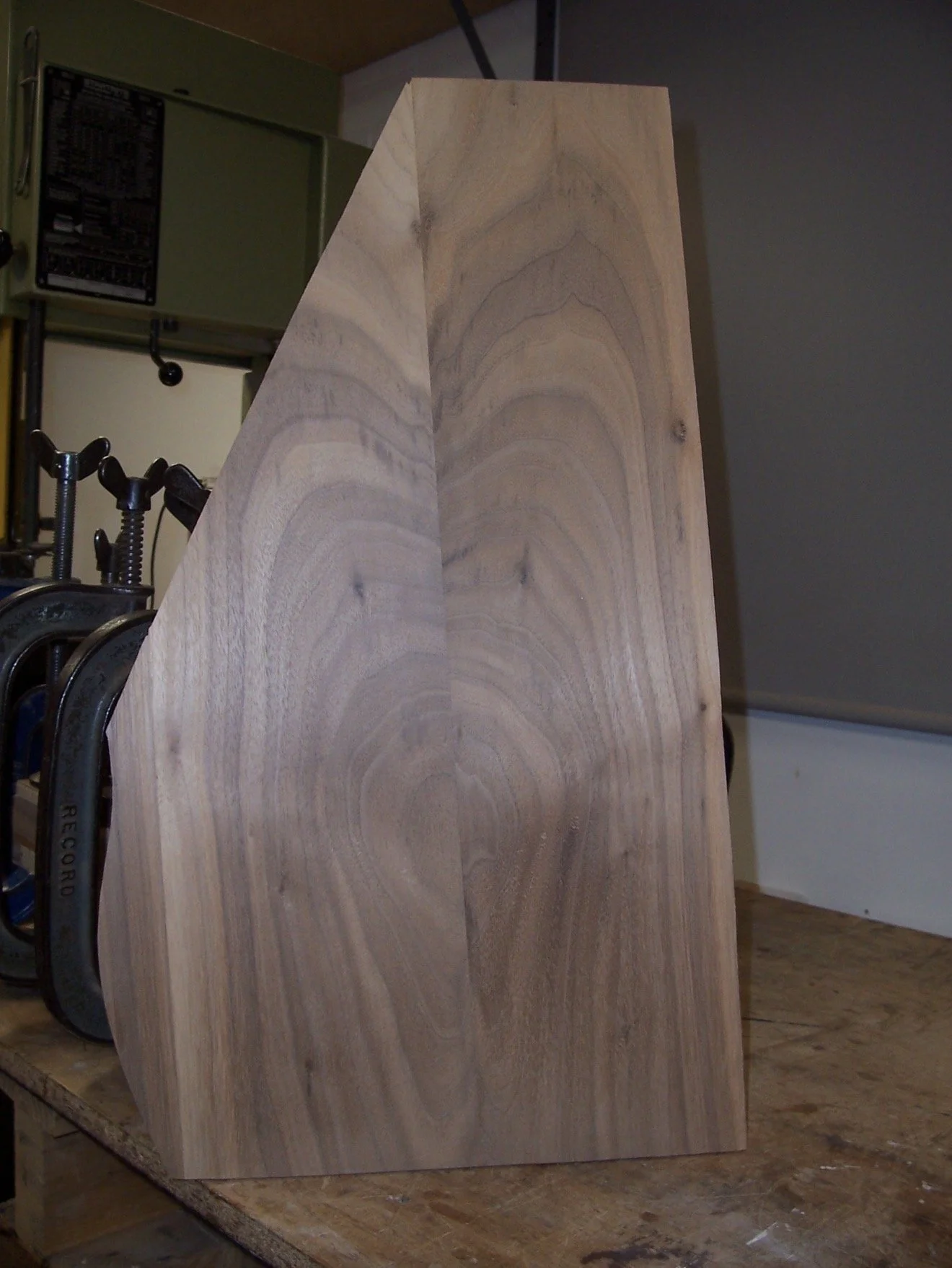 The two piece book matched back made from American Walnut