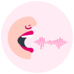 Un rostro humano con bocina que emite ondas de sonido