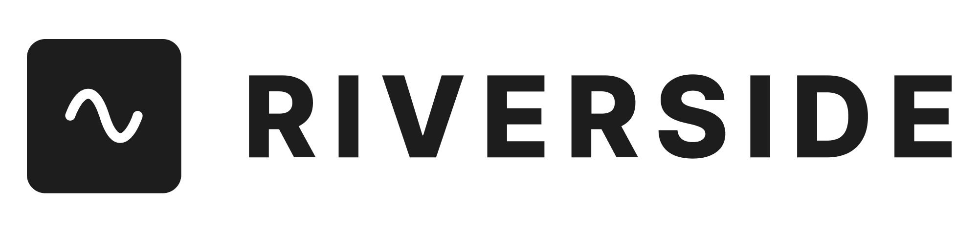 Logo de la marca Riverside con texto en negro y un icono que parece una curva o línea ondulada en un recuadro negro