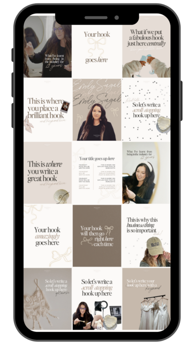 A collage of social media posts about book and craft themes, featuring women reading, writing, and crafting, with decorative text and images.