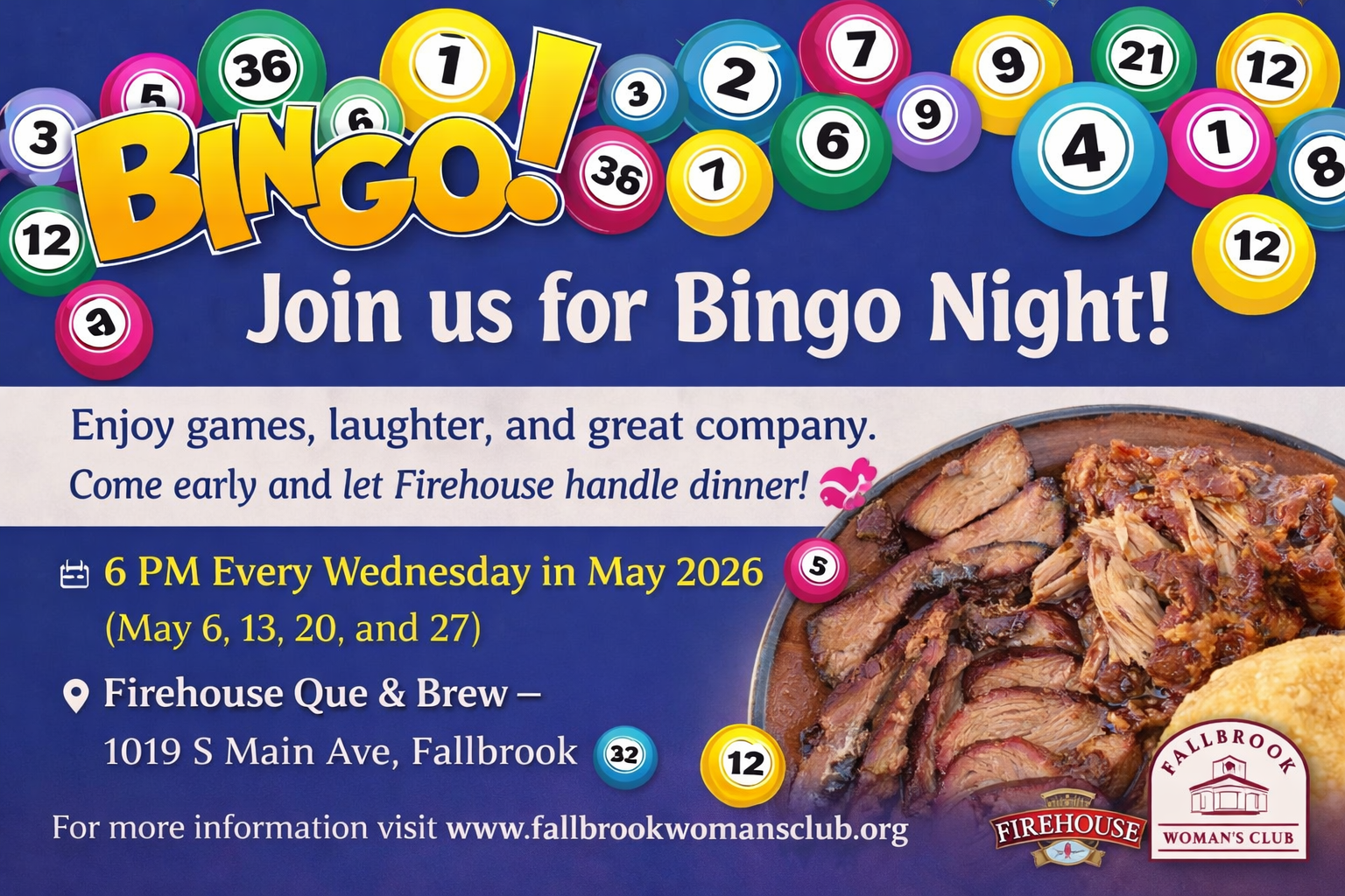 Pro Bono Facebook Bingo Night for Fallbrook Woman's Club