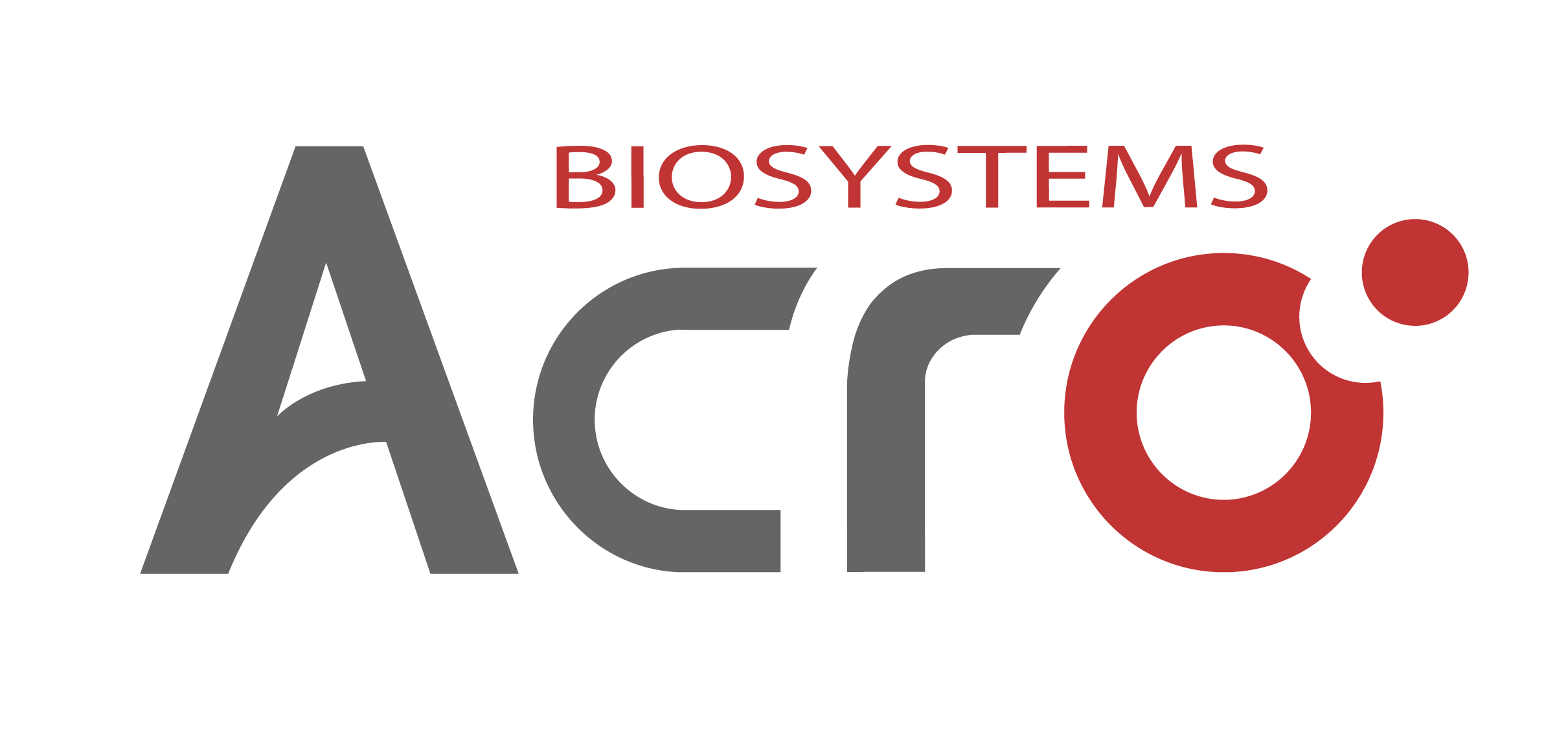 Logo of Biosystems Acrio with stylized text in black, gray, and red, featuring the company name and a circular design element.