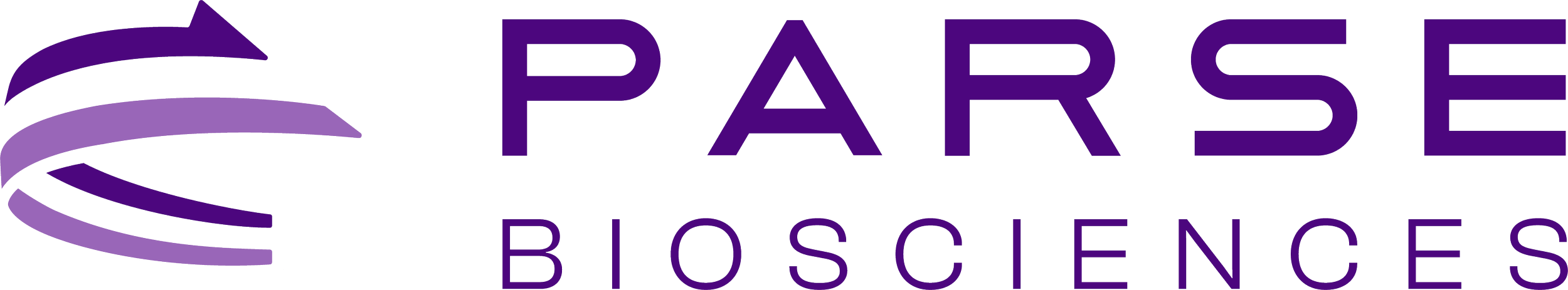 Logo of Parse Biosciences with purple stylized planet and the company name in purple text.