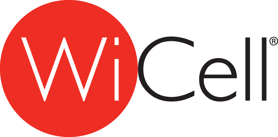 A logo with the text 'WiCell', where 'Wi' is inside a red circle and 'Cell' is in black font.