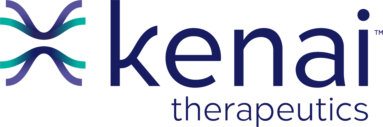 Distorted logo of Kenai Therapeutics with a stylized DNA strand graphic