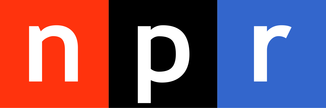 Red, black and blue "NPR" logo for National Public Radio.