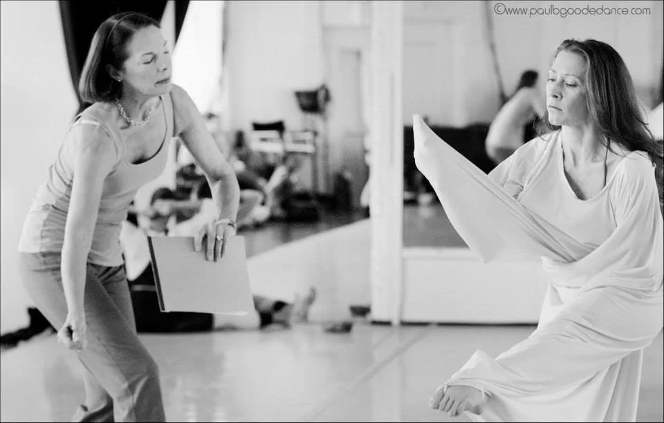 "Lament" by Martha Graham in rehearsal with Peggy Lyman, photo by Paul B. Goode