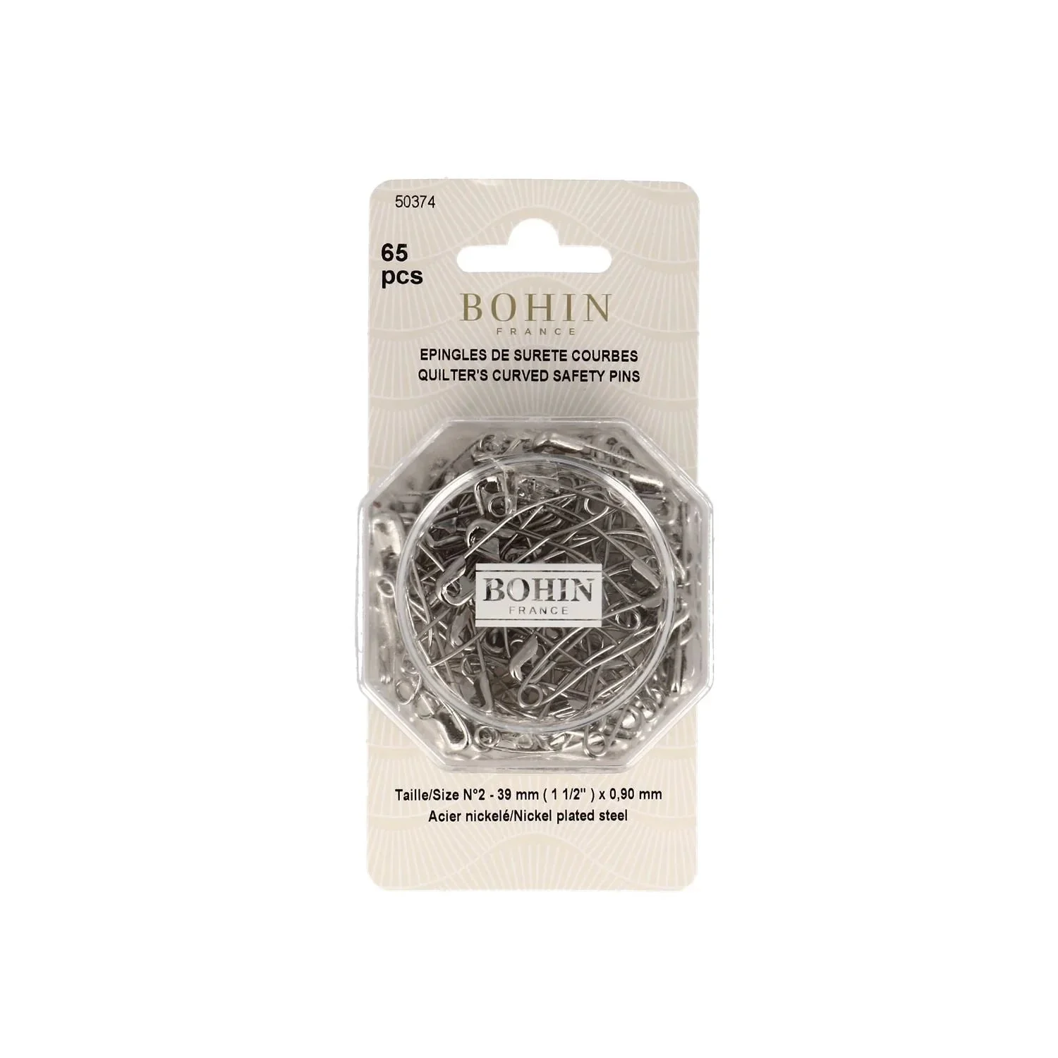 Curved safety pins 65 stuks no. 2/ Bohin