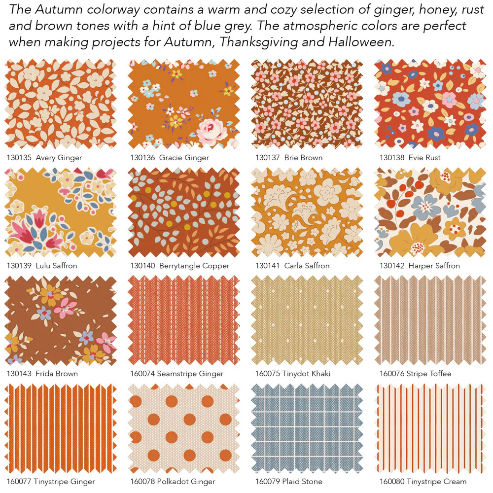 Tilda Pre cut hexagon pakket van 96 stuks 1" afgewerkt (Creating Memories: Autumn)