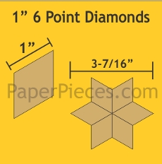 1in 6 Point Diamond Small Pack 75 Pieces - Paper Pieces