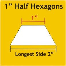 1 Inch Half Hexagons 75 Pieces - Paper Pieces