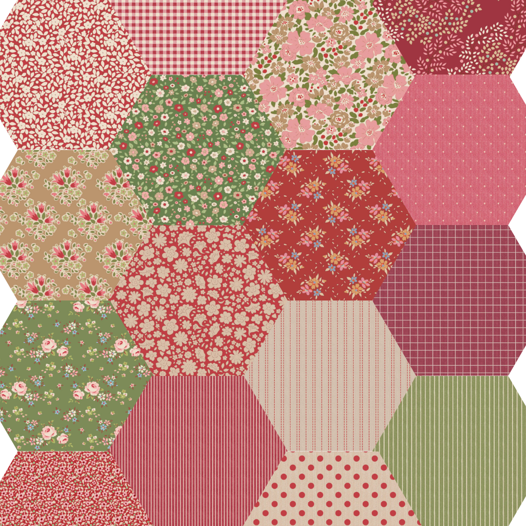 Tilda Pre cut hexagon pakket van 96 stuks 1